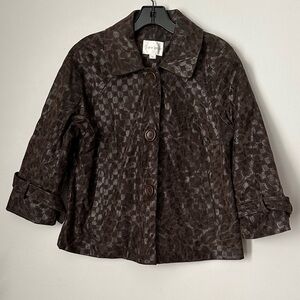 Erin London Dark Brown Checkered Coat size S